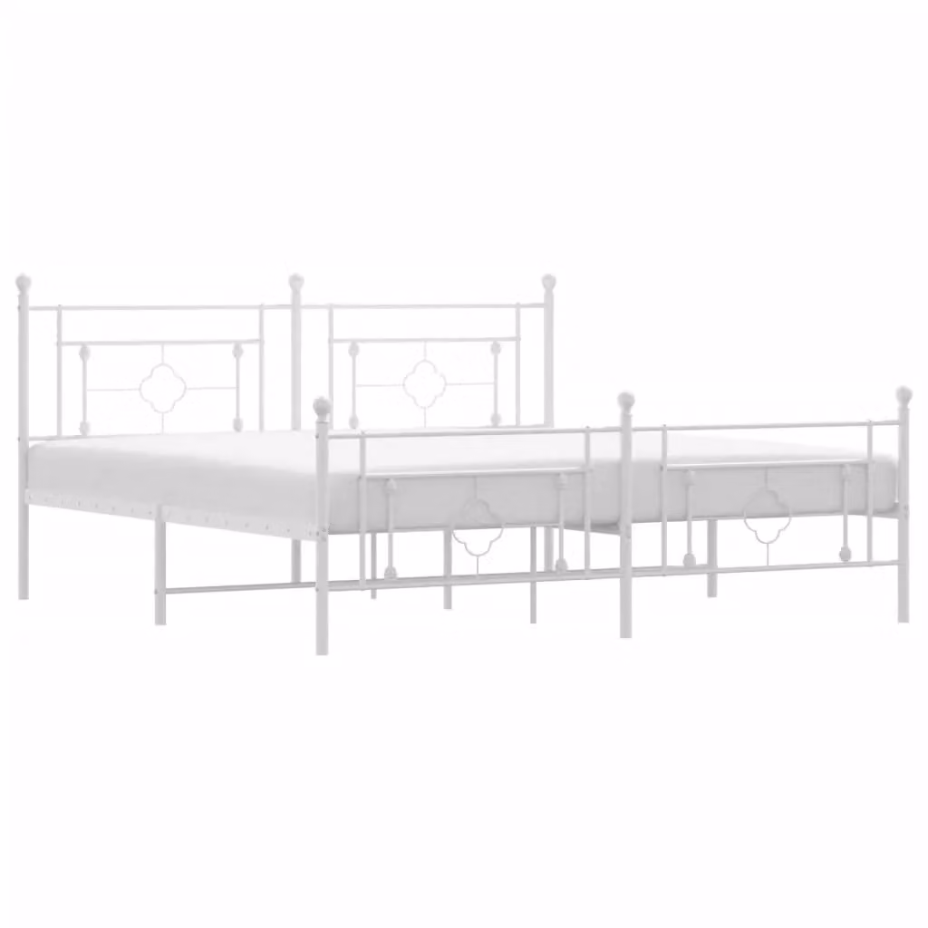 Berkfield Home Metal Bed Frame with Footboard in White – 2