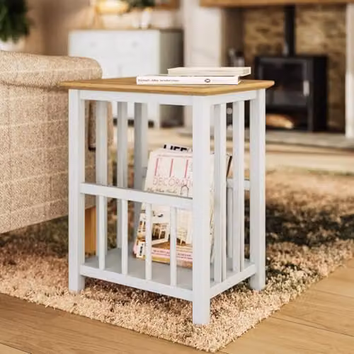 FWStyle White Oak Side Table with Magazine Rack, W: 55 cm, D: 45 cm, H: 35 cm – 2
