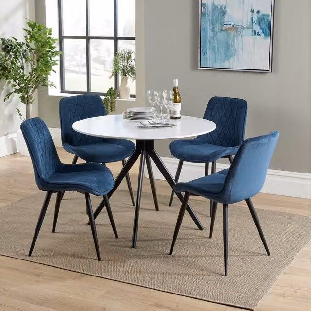 Core Products Ltd Aspen 100cm Round Dining Set with 4 Chairs in Blue