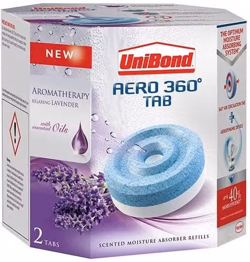 UniBond Aero 360 Moisture Absorber Aromatherapy Lavender Refills, Pack of 2, White