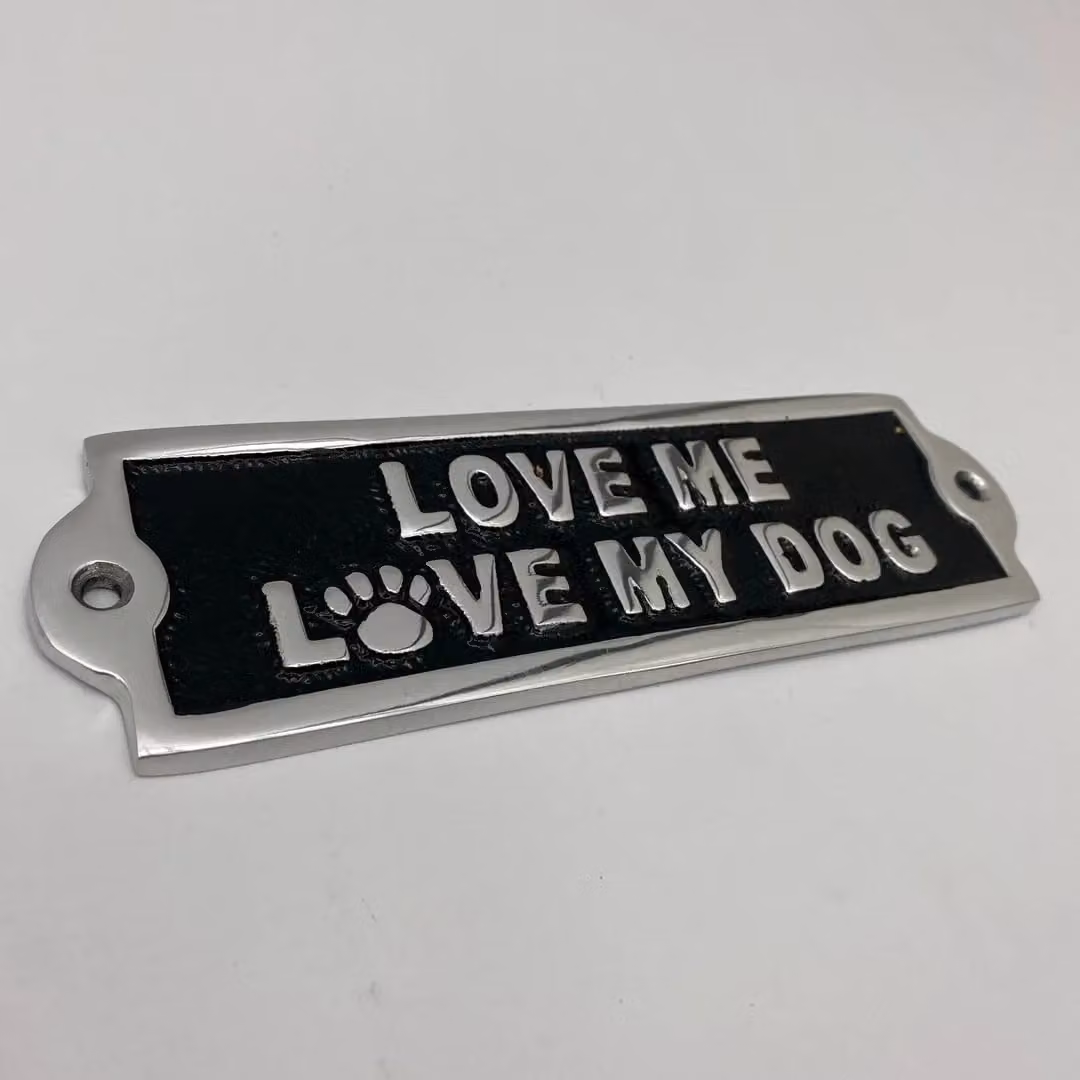 Minster Love Me Love My Dog Black Metal Wall Plaque W/H/D: 20 x 6 x 1 cm – 2