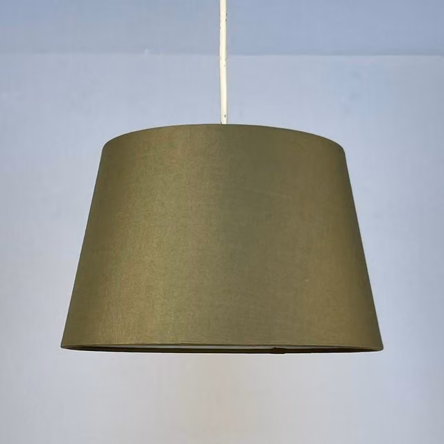 K LIVING Sage Green Tapered Drum Lampshade, Fabric and Plastic, Diameter: 25.0 cm