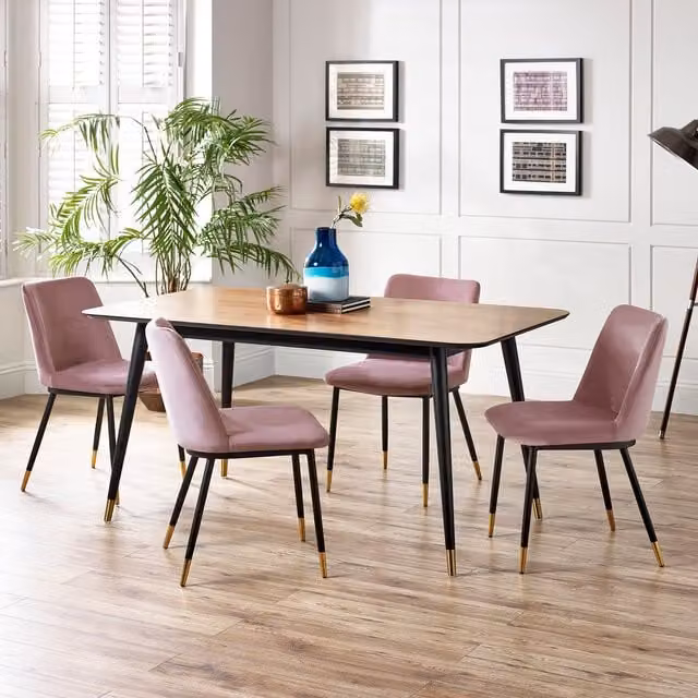 Julian Bowen Retro Rectangular Table and Chairs Set in Pink
