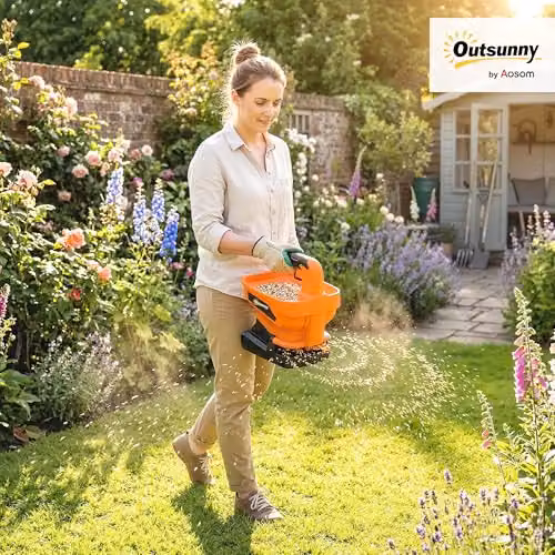 Outsunny Cordless Handheld Seed Spreader with Rechargeable Battery, Orange – 2