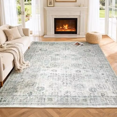MARLOW Modern Abstract Washable Area Rug, Multicolour and Beige, W/D/H: 120 x 180 cm