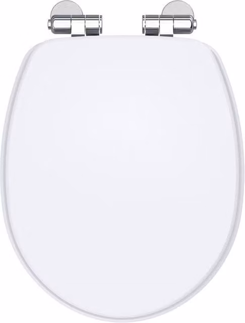 Balterley Traditional Oval Wooden Toilet Seat with Soft Close, Gloss White, Width: 37.1 cm