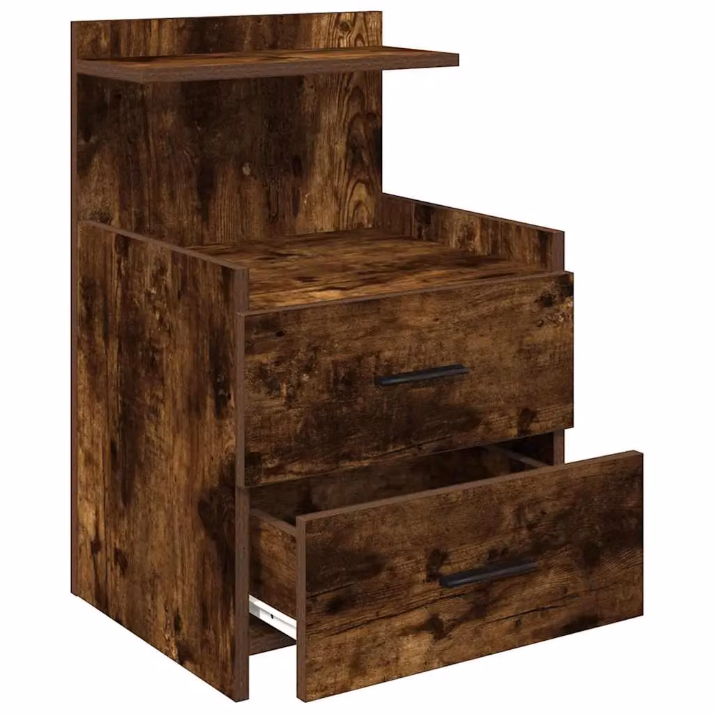 Berkfield Home Set of 2 Bedside Cabinets with 2 Drawers in Smoked Oak Brown, W: 40 cm, D: 36.5 cm, H: 62 cm – 4