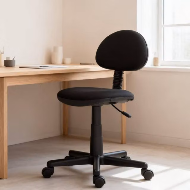 ERGOVEXA Small Armless Office Task Chair in Black Fabric, W/D/H: 51.0 x 40.0 x 43.0 cm – 1