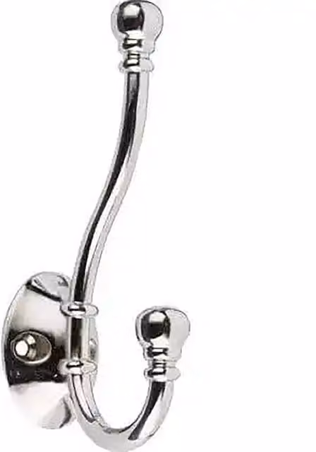 Decohooks Ball End Double Hat and Coat Hook, Polished Chrome