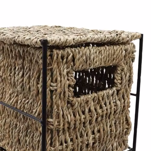 JVL Brown Seagrass 4 Drawer Storage Tower with Metal Frame – 4