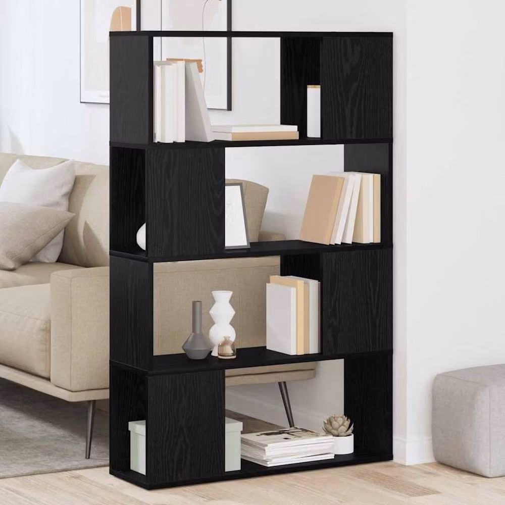 Berkfield Home Entertainment Centre in Black Oak Engineered Wood, W/D/H: 80 x 24 x 124 cm – 2
