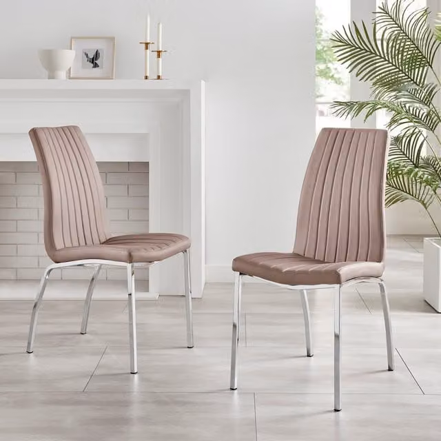 Set of 2 Isco Faux Leather Dining Chairs in Yellow with Black Legs