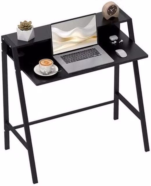 NESTLUNE 2-Tier Modern Computer Workstation in Black, W/D/H: 100 x 100 x 85 cm – 1