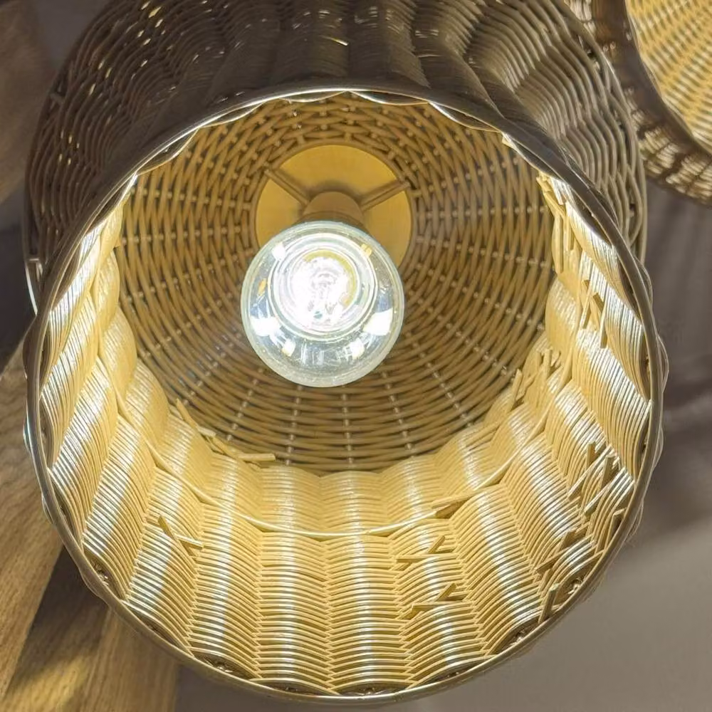 Netlighting Kai Small Pendant Light in Brushed Gold and Rattan – 4