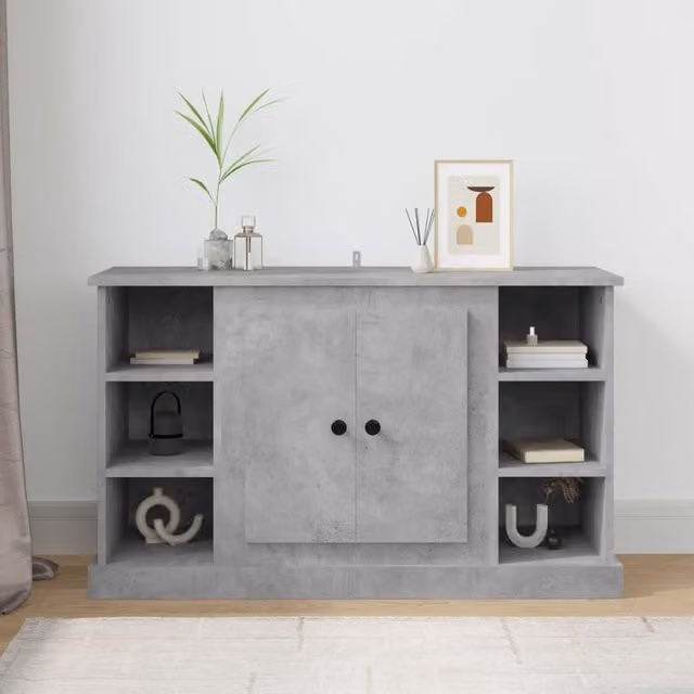 Berkfield Home Sideboard in Concrete Grey, W/D/H: 100 x 35.5 x 60 cm