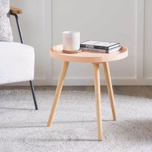Pacific Lifestyle Scandinavian Round Wooden Nested End Tables in Apricot