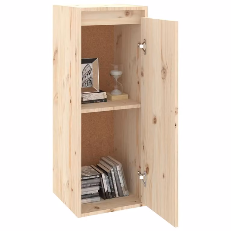 Berkfield Home Solid Wood Pine Wall Cabinet in Brown, W/D/H: 30 x 30 x 80 cm