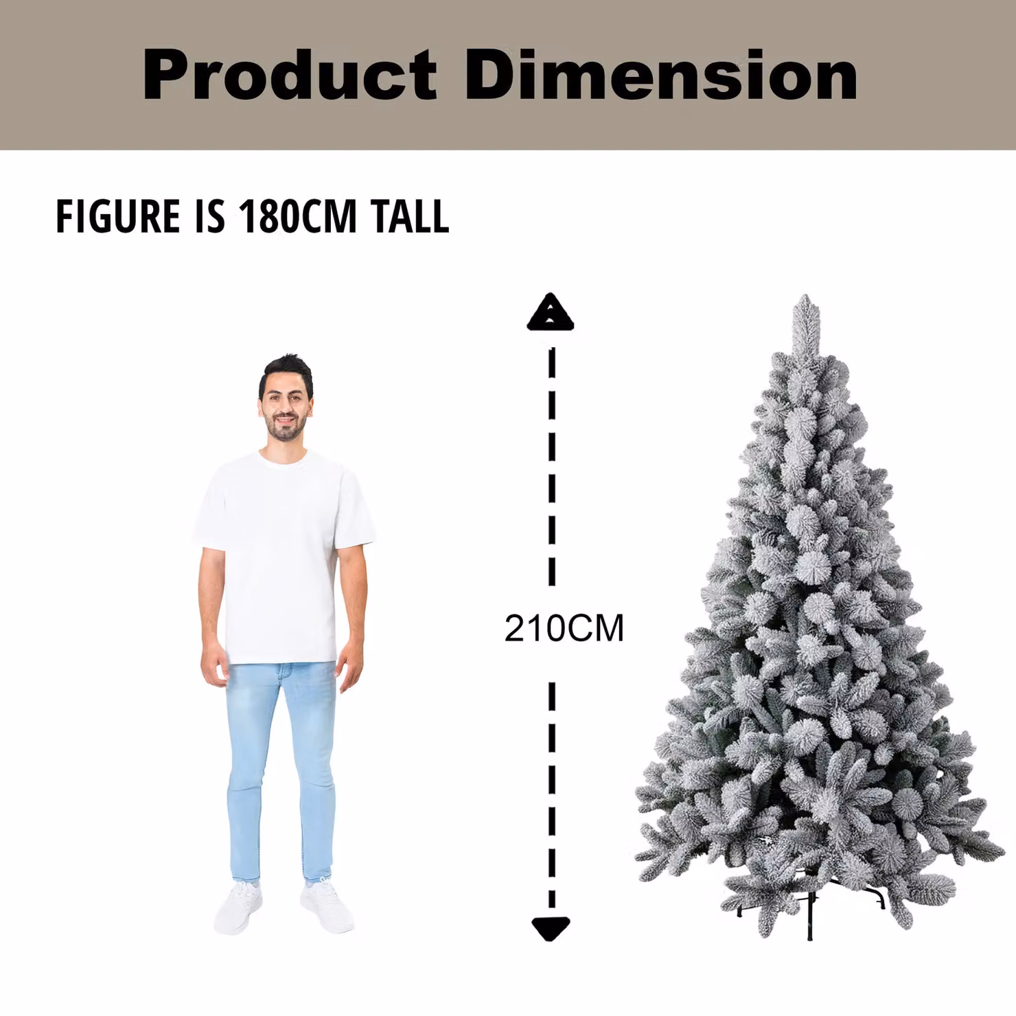 Shatchi 7ft Frosted Snowy Boulder Pine Helsinki Fir Artificial Christmas Tree in Green and White – 4