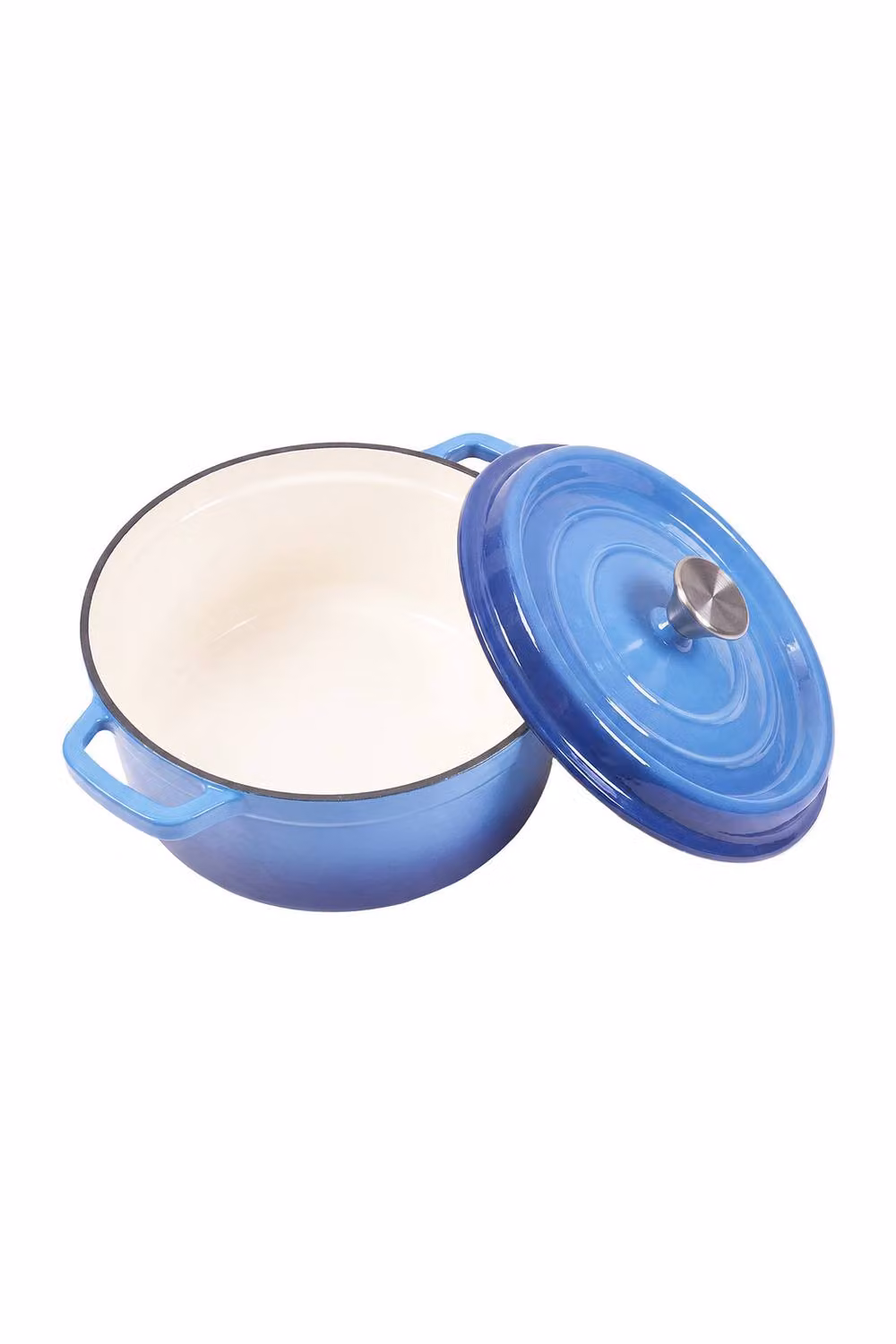 Living and Home Enamelled Cast Iron Dutch Oven Casserole Pot with Glass Lid, Blue, 5 l – 3