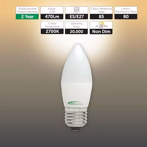 BELL Lighting E27 LED Filament Candle Bulbs, Warm White, Pack of 3 – 2
