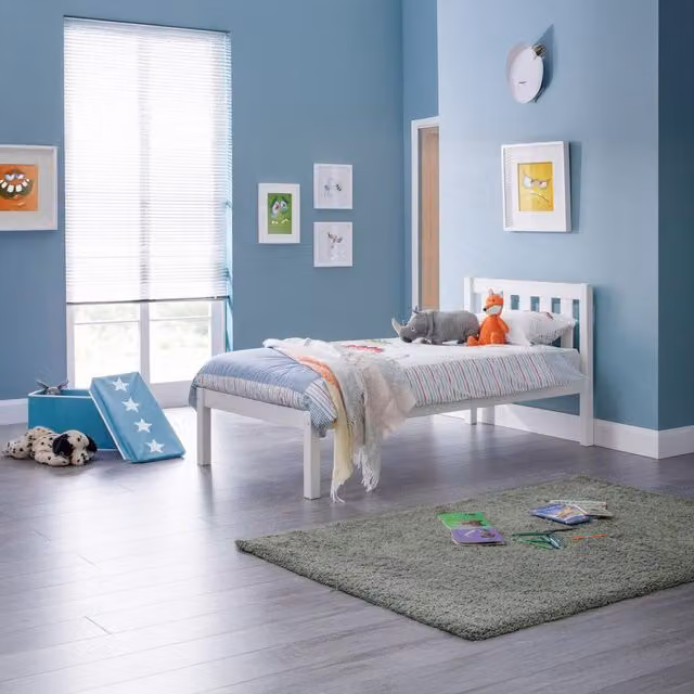 Ashfield Solid Pine Single Bed in White and Anthracite, W/D/H: 90 x 190 cm