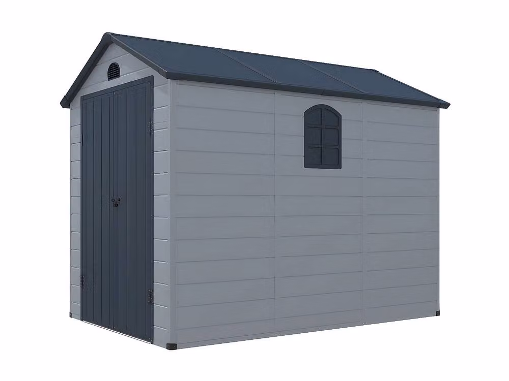 Vente-unique CESIO Grey Resin Garden Shed with Double Doors and Window, 5.32 m2 – 3