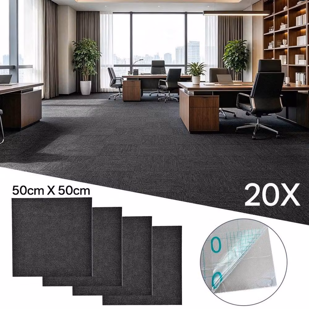 SPETLEK Durable Commercial Carpet Tiles in Dark Grey, W/D/H: 50 x 50 x 2 cm – 4