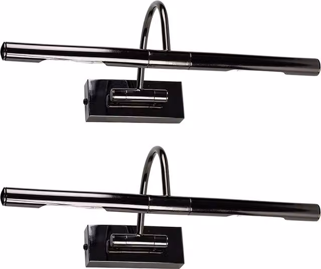 ValueLights Pair of Modern Adjustable Black and Chrome Twin Picture Wall Lights