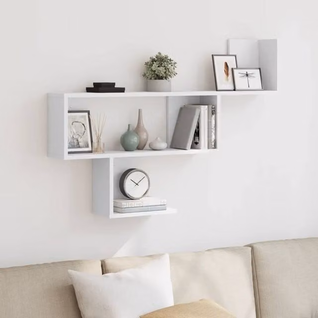Berkfield Home White Wall Mounted Shelf in MDF, W/D/H: 100 x 15 x 70 cm