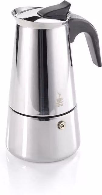 Gefu EMILIO Modern Espresso Maker for Induction and Gas Hobs, 4 Cups, Silver – 1