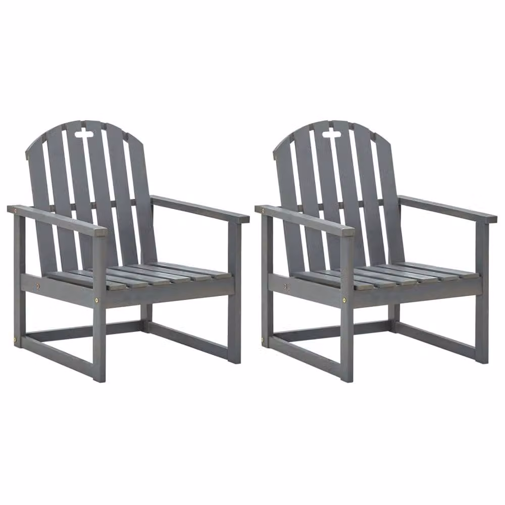 Berkfield Home Set of 2 Grey Acacia Wood Garden Sofa Chairs with Armrests – 2