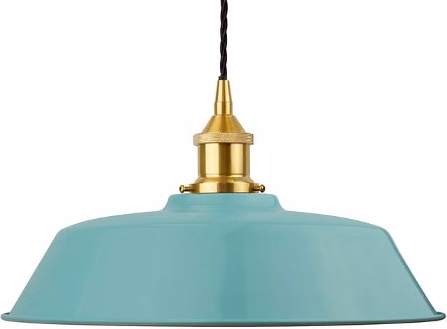 SE Home Chancery Pendant Light in Duck Egg Blue with Polished Brass and Black Twisted Details