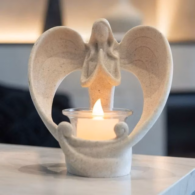 Globrite Guardian Angel LED Tea Light Candle Holder, White – 1