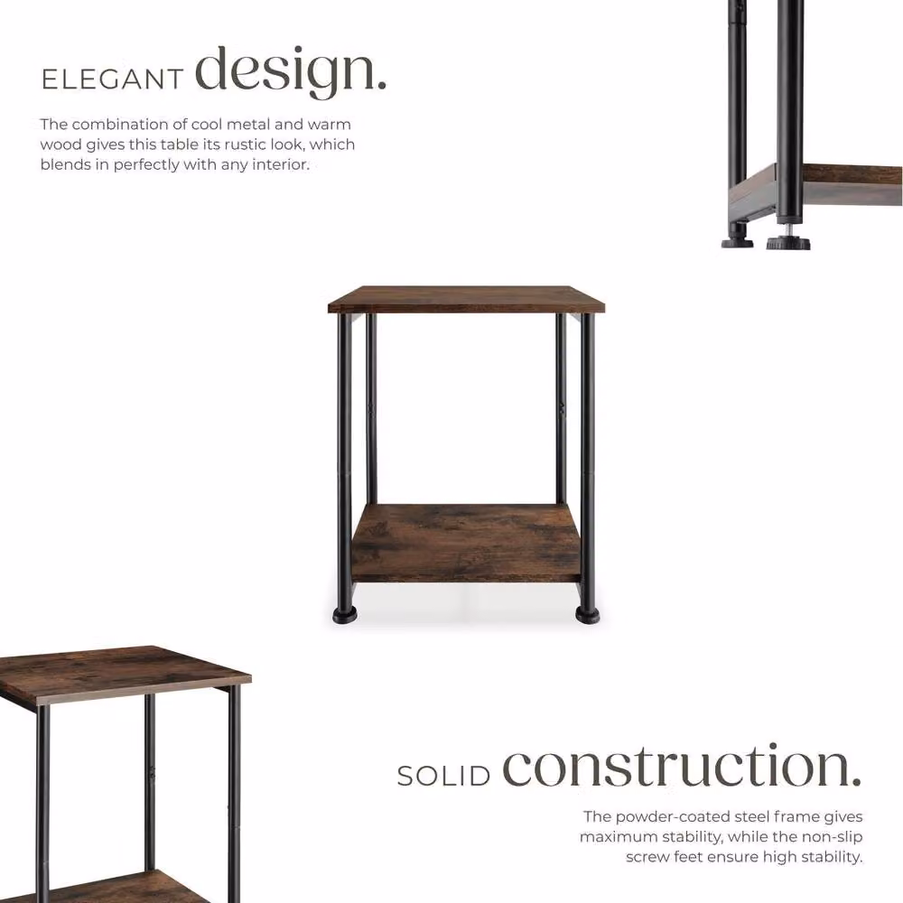 tectake Yonkers Bedside Table in Dark Brown and Black – 3