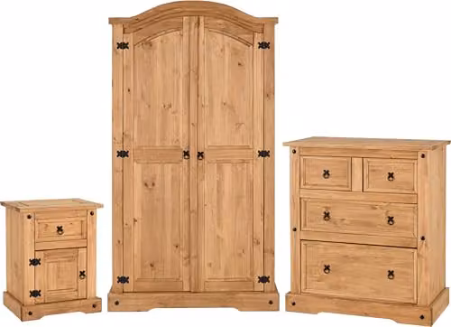 Seconique Corona 3 Piece Bedroom Furniture Set in Distressed Waxed Pine – 1
