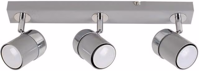 ValueLights Rosie Modern 3 Way Adjustable Grey and Silver Chrome Bar Ceiling Spotlight Fitting – 5