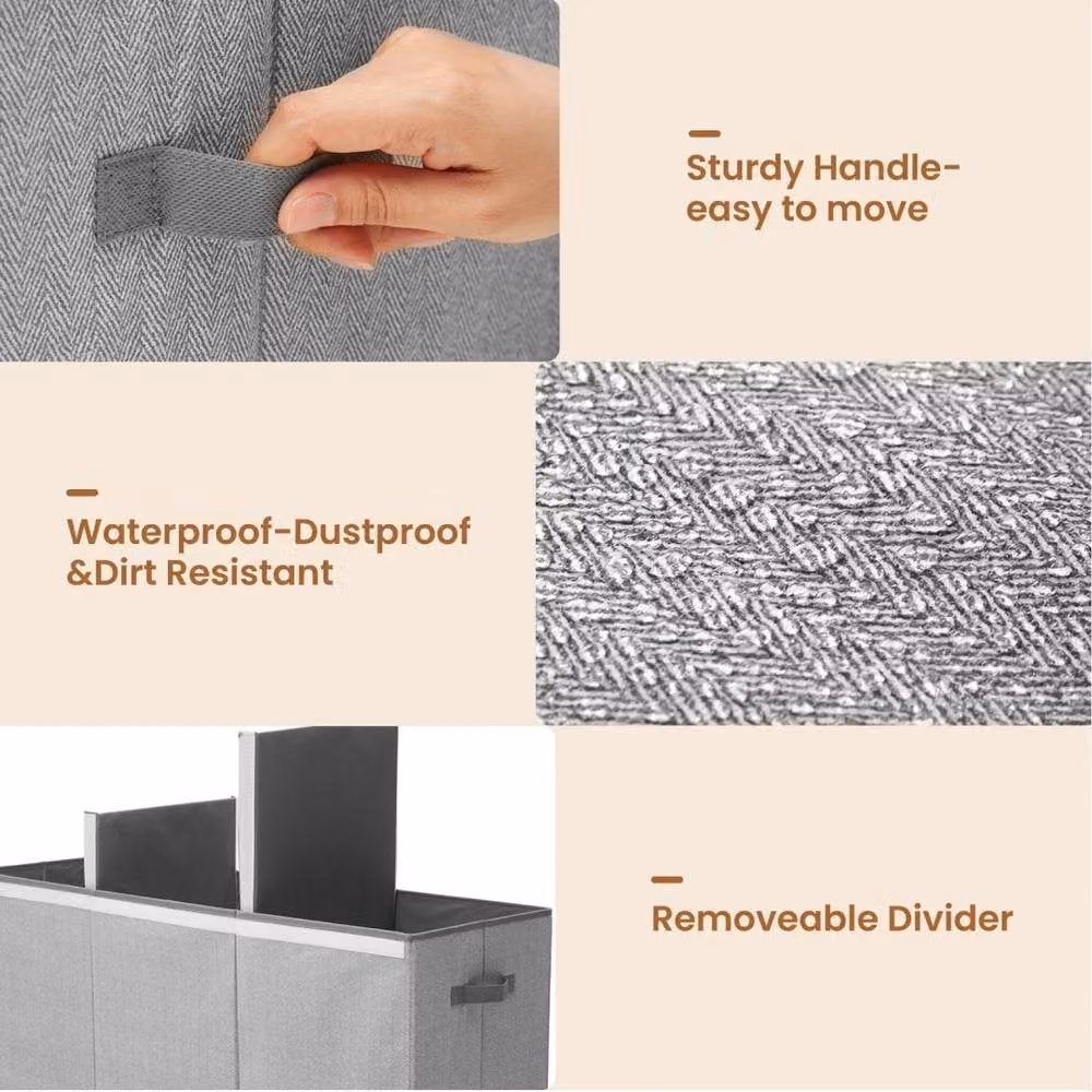 Kelvenix 145L Large Foldable Toy Storage Box and Organiser with Lid, Grey, W: 120 cm, D: 40 cm, H: 96.2 cm – 3