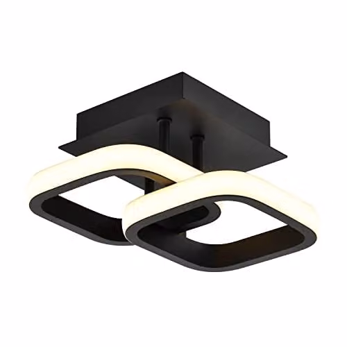 Happy Homewares Modern Rectangular LED Ceiling Light in Matt Black with Warm White Light