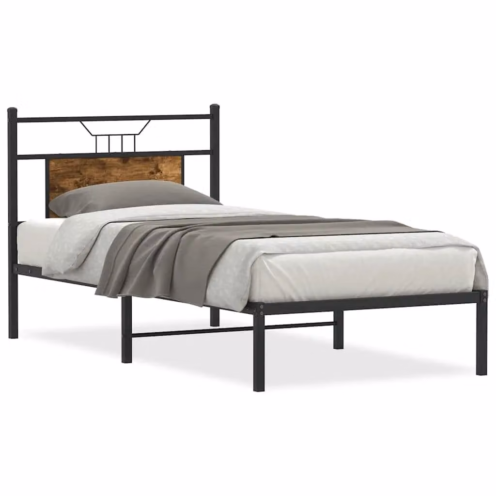 Berkfield Home Small Single Bed Frame in Smoked Oak Brown, Engineered Wood – 2