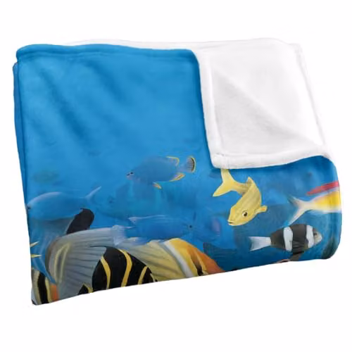 JQ Licensing Royce Mcclure Tropic Fish Day Dive Silky Touch Super Soft Fleece Throw Blanket, Multicolour, W: 91 cm, L: 147 cm – 2
