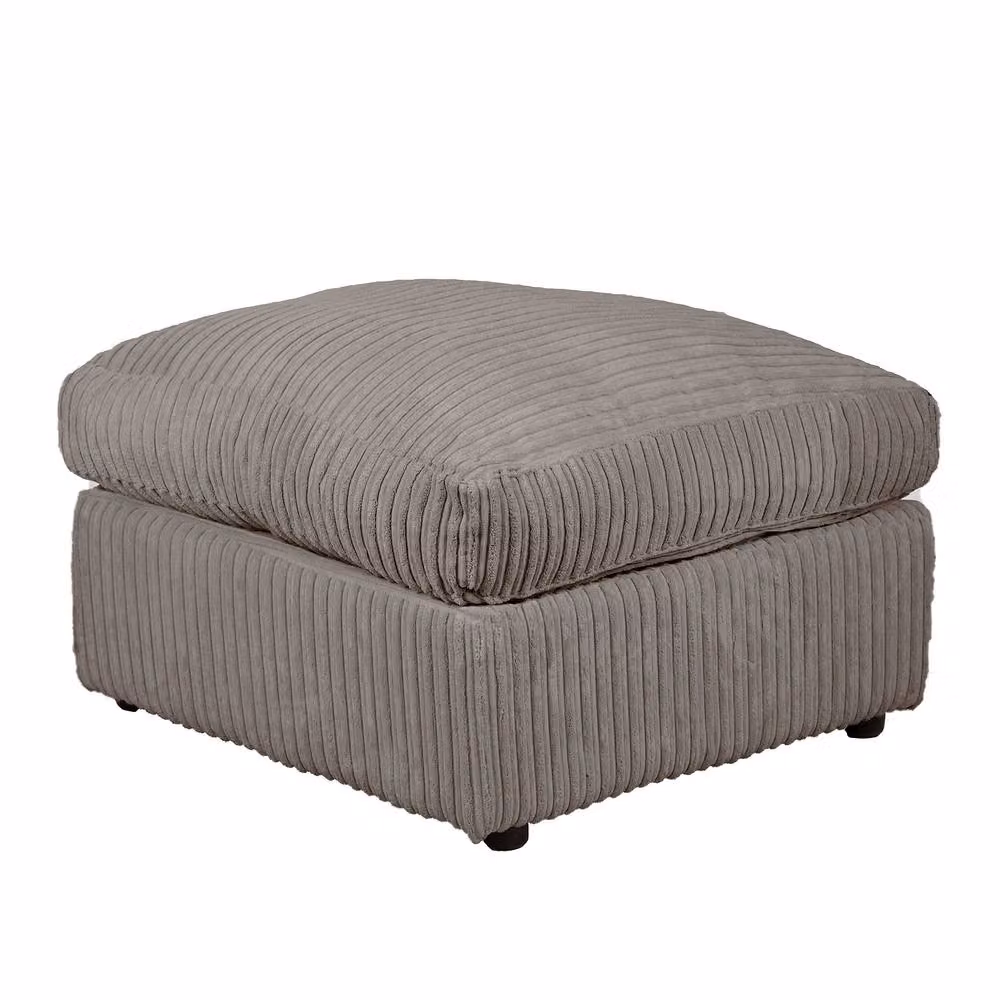 LUXURY LIFE Amalfi Grey Striped Jumbo Cord Fabric Rectangular Footstool W/D/H: 65 x 60 x 60 cm – 2