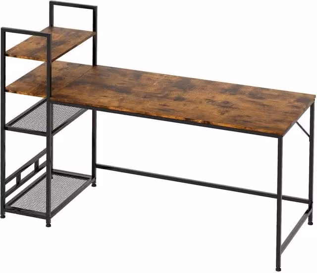 FORGEVIO Computer Desk Study Table and Home Office Workstation in Brown, W: 160 cm, D: 160 cm, H: 75 cm
