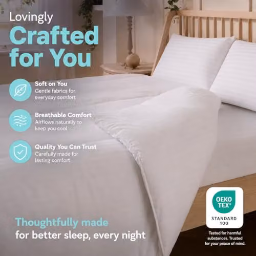 MHG Living Double Summer Duvet 1.5 Tog and 2 Pillows Set, White, W/D/H: 200 x 200 cm – 3