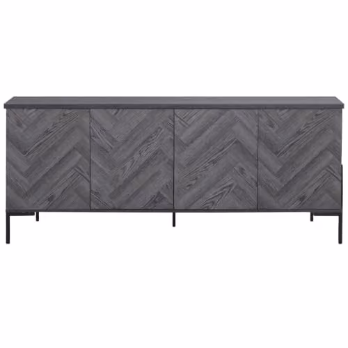 Dorel Home Leonique Modern Geometric Sideboard in Grey and Black, H 75 x W 175 x D 38 cm – 4