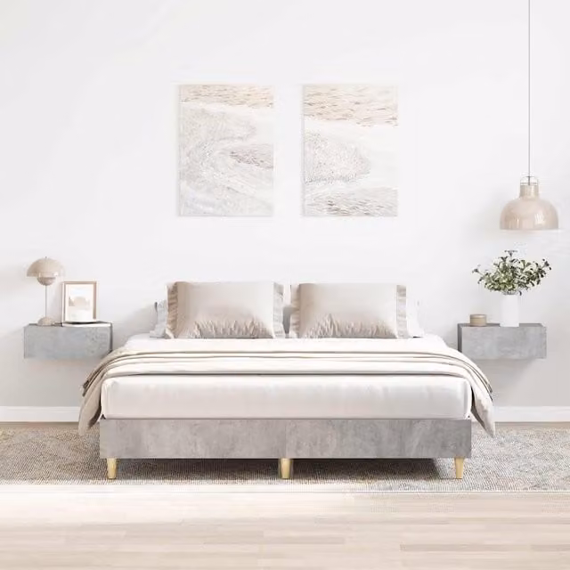 Berkfield Home King Size Bed Frame in Concrete Grey, Engineered Wood, W/D/H: 150 x 200 cm