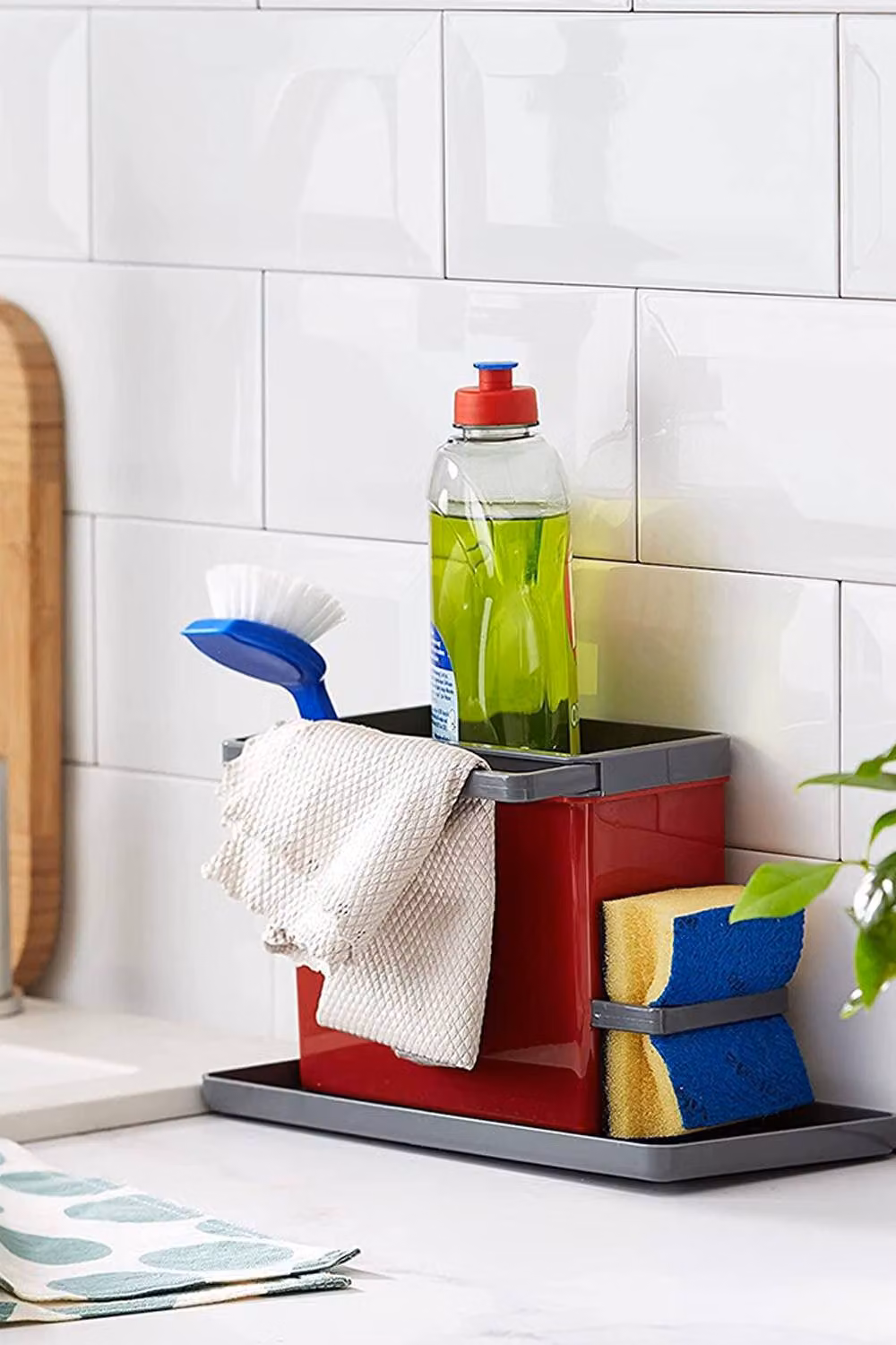Metaltex Tidy-Tex Freestanding Kitchen Sink Organiser in Red – 2