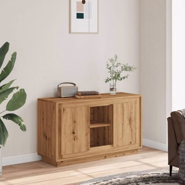 Berkfield Home Artisan Oak Sideboard in Brown, W/D/H: 102 x 35 x 60 cm – 1