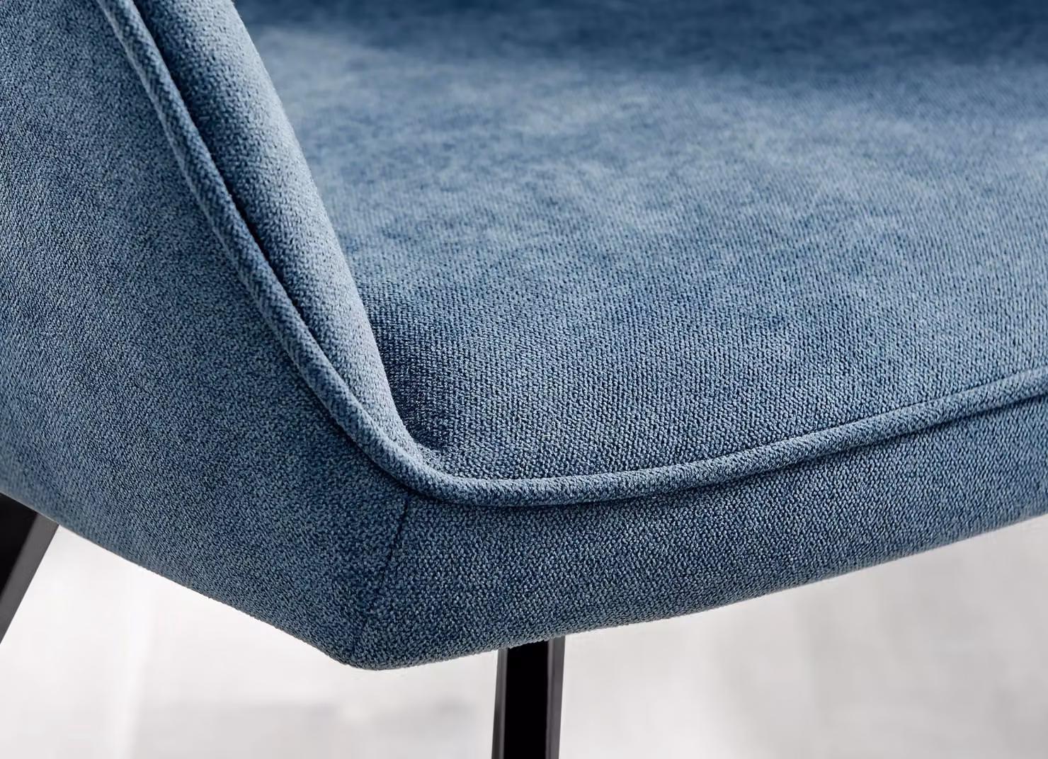 FurnitureboxUK Set of 2 Falun Deep Padded Dining Chairs in Blue Fabric with Black Metal Legs – 4