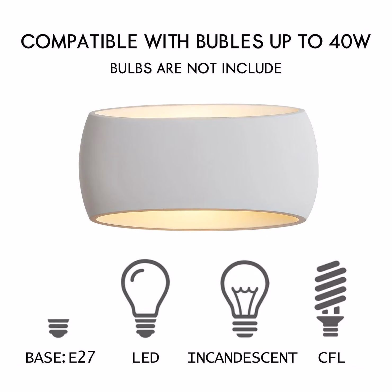 Harper Living Modern White Wall Sconce Lamp with Oval Ceramic Shade and Plaster Finish, Length: 30 cm – 2