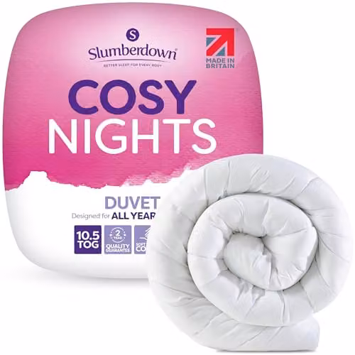 Slumberdown Cosy Nights King Size 10.5 Tog All Year Round Duvet, White, W/D/H: 225 x 220 x 1 cm – 1